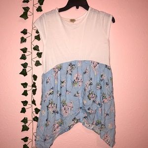 Girls white and blue floral long shirt